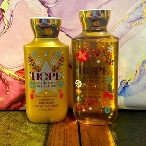 New never used BATH&BODY WORKS (winter peach marshmallow) body wash and lotion.